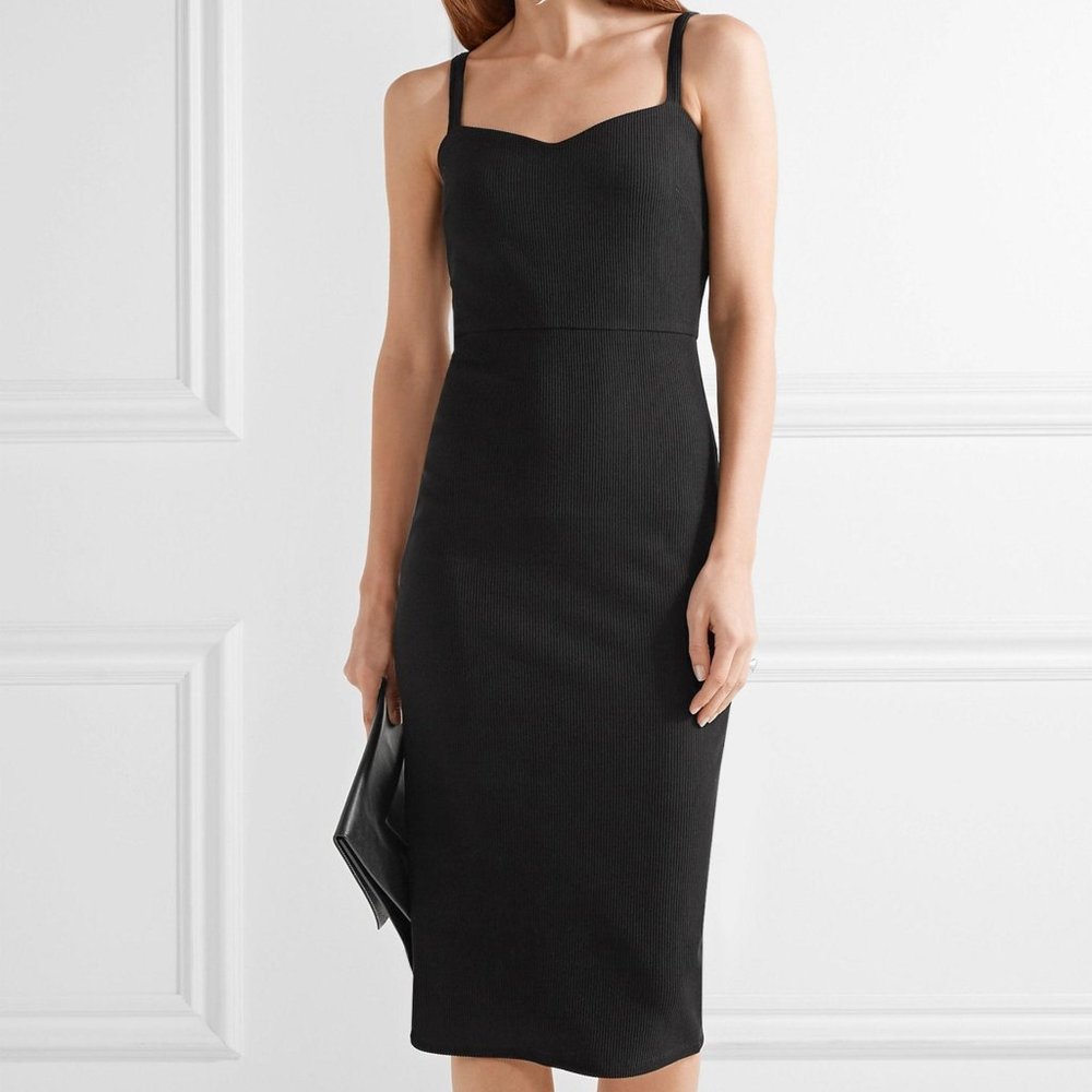NWT Max Mara Black Cingha Day Dress Size 10 Made in Italy LBD Sweetheart Midi